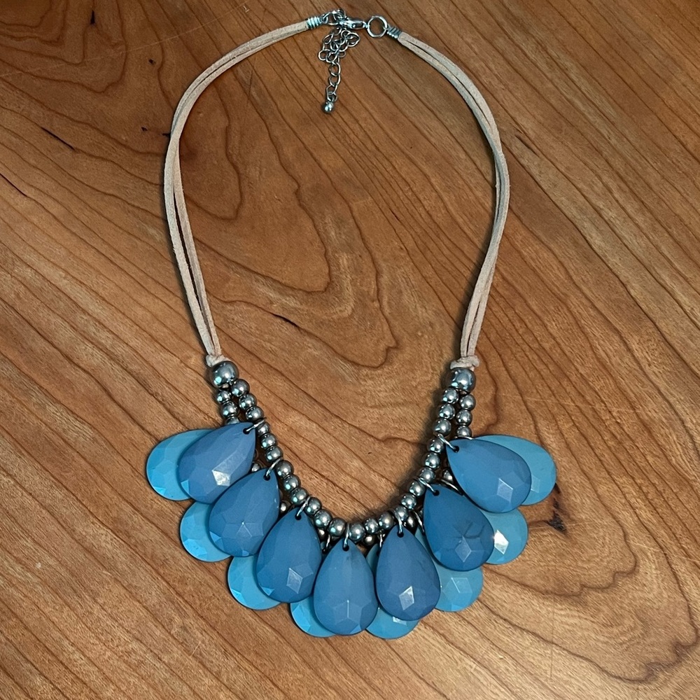 🪼Chunky Turquoise / Silver / Leather Necklace